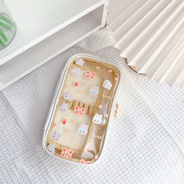 Kawaii Bunnies Clear Transparent Pencil Case - Kawaiies - Adorable - Cute - Plushies - Plush - Kawaii