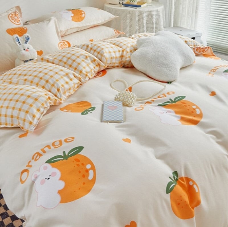 Kawaii Bunny Fruit Hugging Bedding Set - Kawaiies - Adorable - Cute - Plushies - Plush - Kawaii