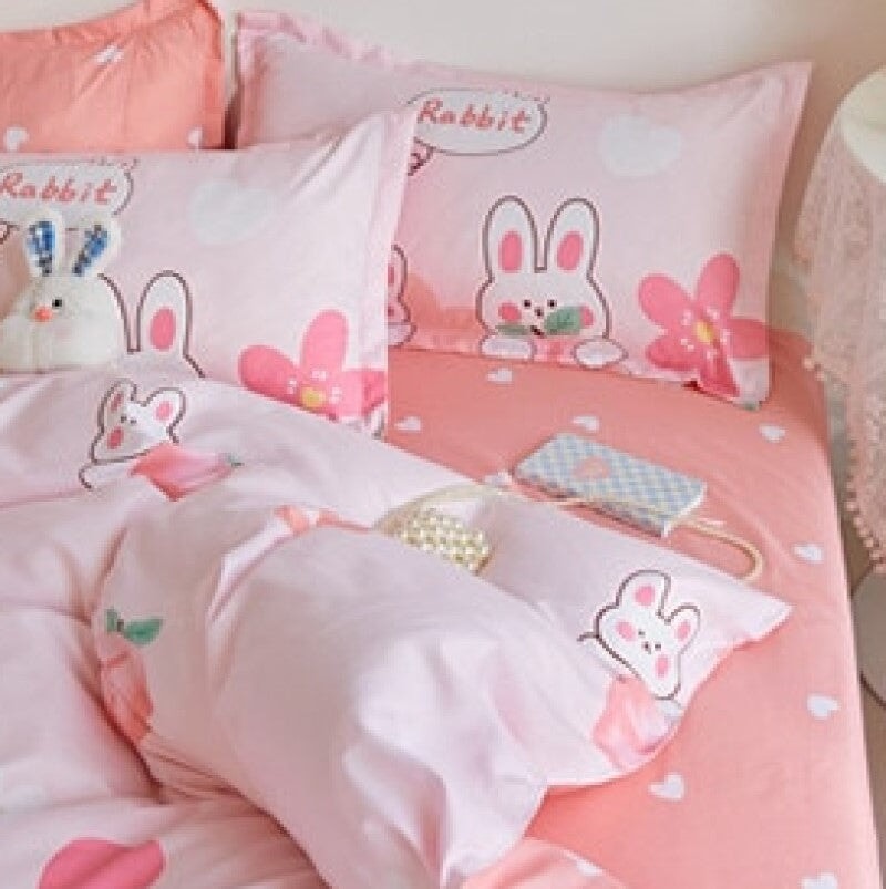 Kawaii Bunny Fruit Hugging Bedding Set - Kawaiies - Adorable - Cute - Plushies - Plush - Kawaii