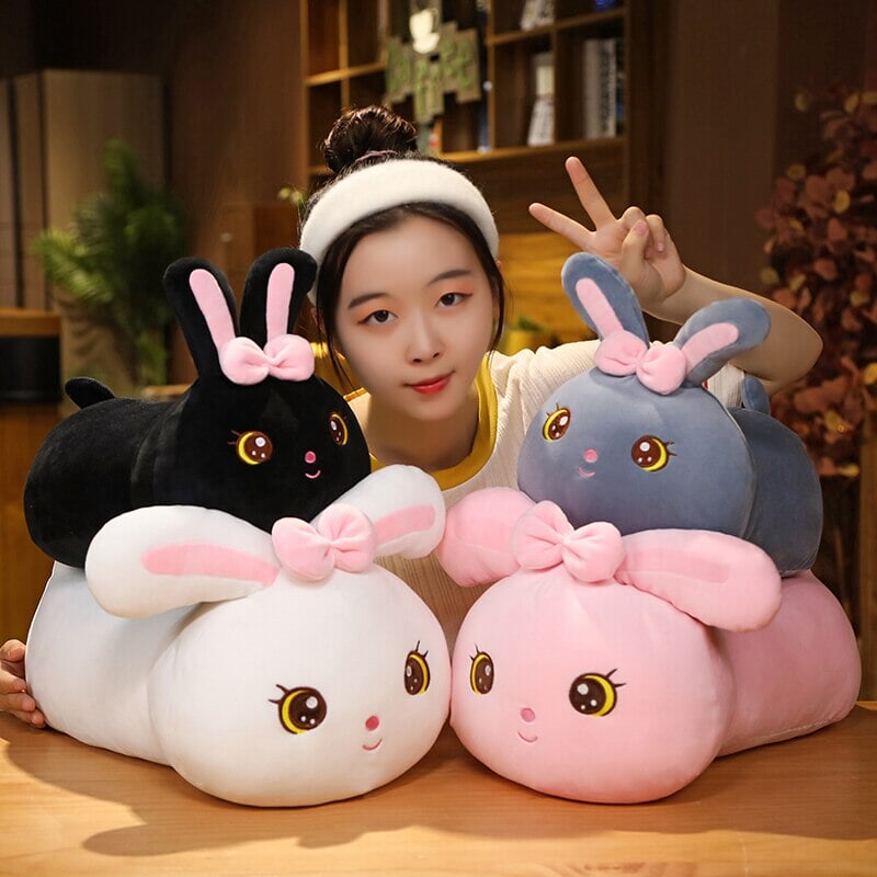 1pc Lovely Cartoon Resin Black Bowknot Plush Rabbit Shaped