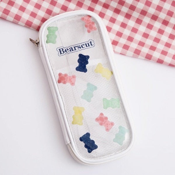 Kawaii Cherry Bear Clear Transparent Pencil Case - Kawaiies - Adorable - Cute - Plushies - Plush - Kawaii