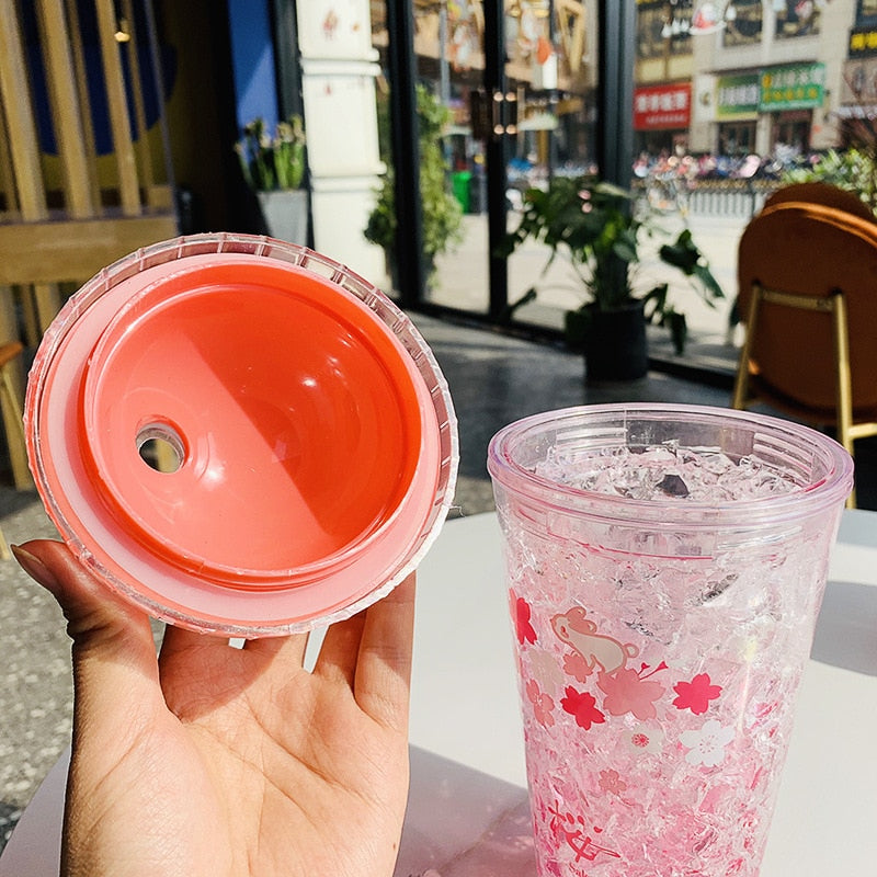 Cherry Blossom Water Bottle, Kawaii Water Bottle Glass