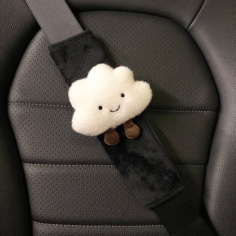 Kawaii Cloud Plush Car Seat Belt Cover Shoulder Strap Accessory