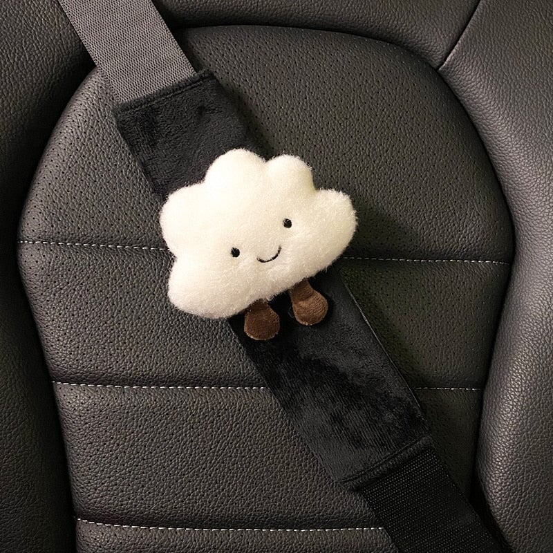 Kawaii Cloud Plush Car Seat Belt Cover Shoulder Strap Accessory – Kawaiies
