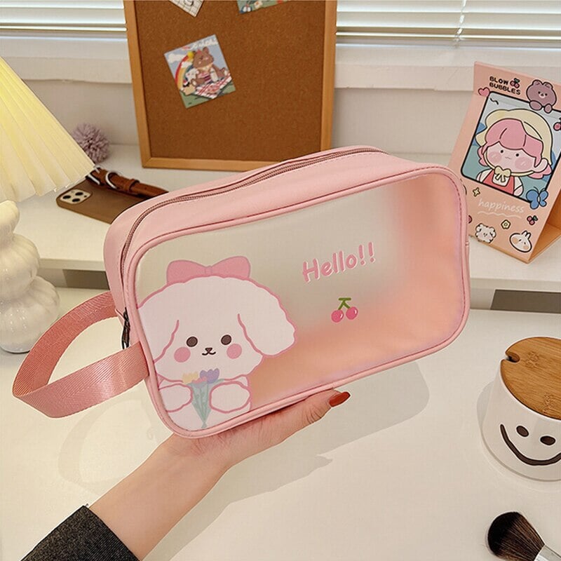 Kawaii Dog Transparent Makeup Cosmetics Storage Bag - Kawaiies - Adorable - Cute - Plushies - Plush - Kawaii