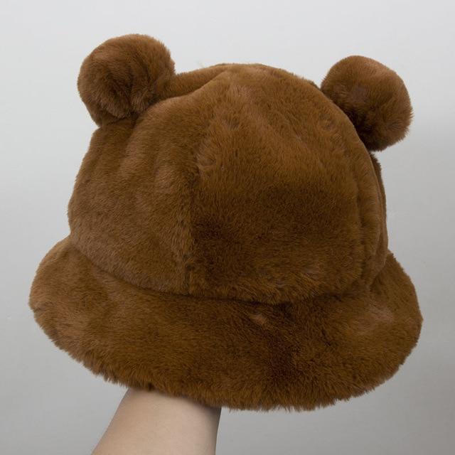 Kawaii Faux Fur Bear Bucket Hat - Kawaiies - Adorable - Cute - Plushies - Plush - Kawaii