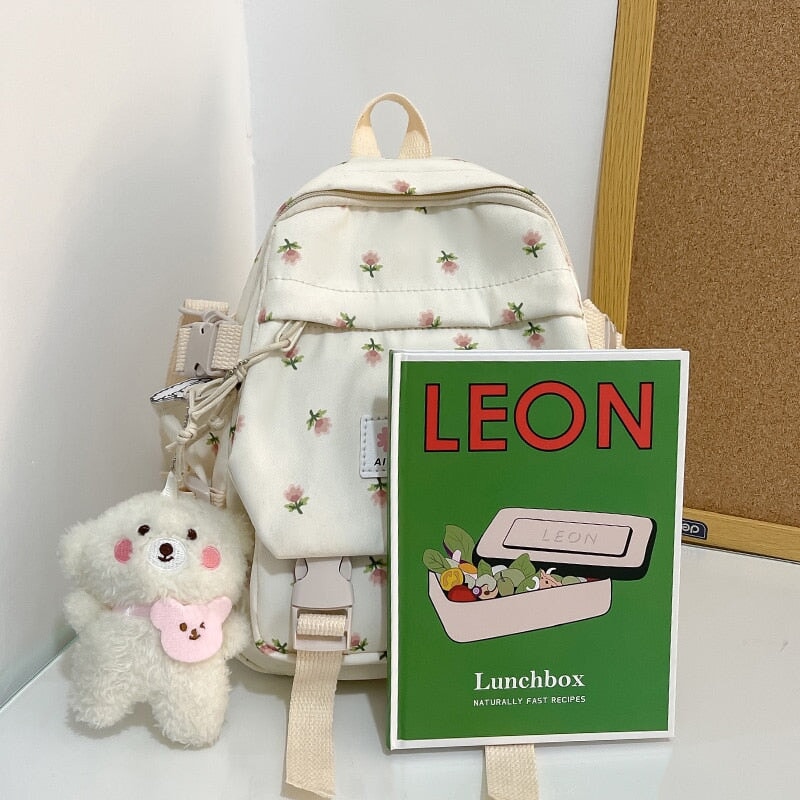 kawaiies-softtoys-plushies-kawaii-plush-Kawaii Floral Petite Small Backpack with Plush Pendant | NEW Apparel 