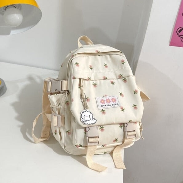 kawaiies-softtoys-plushies-kawaii-plush-Kawaii Floral Petite Small Backpack with Plush Pendant | NEW Apparel 