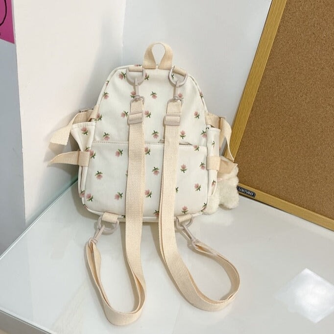 kawaiies-softtoys-plushies-kawaii-plush-Kawaii Floral Petite Small Backpack with Plush Pendant | NEW Apparel 