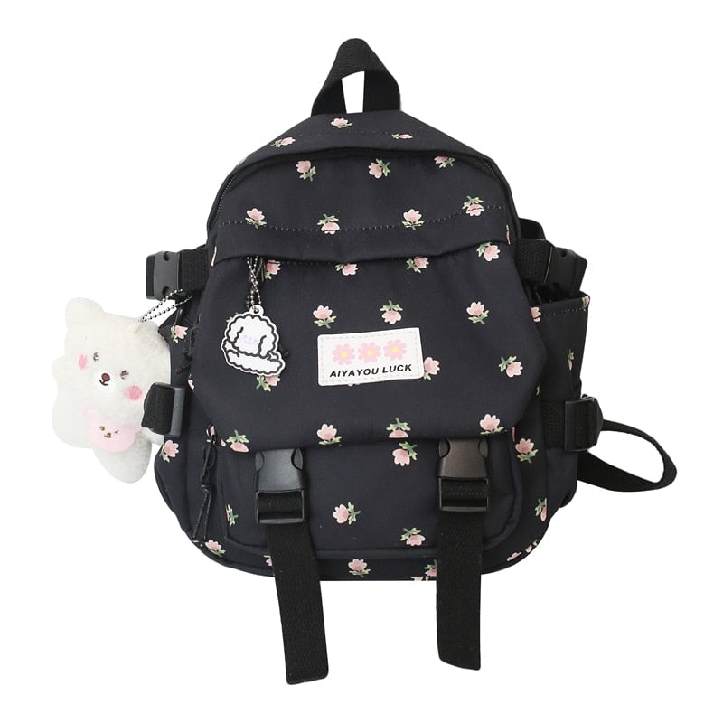 kawaiies-softtoys-plushies-kawaii-plush-Kawaii Floral Petite Small Backpack with Plush Pendant | NEW Apparel 