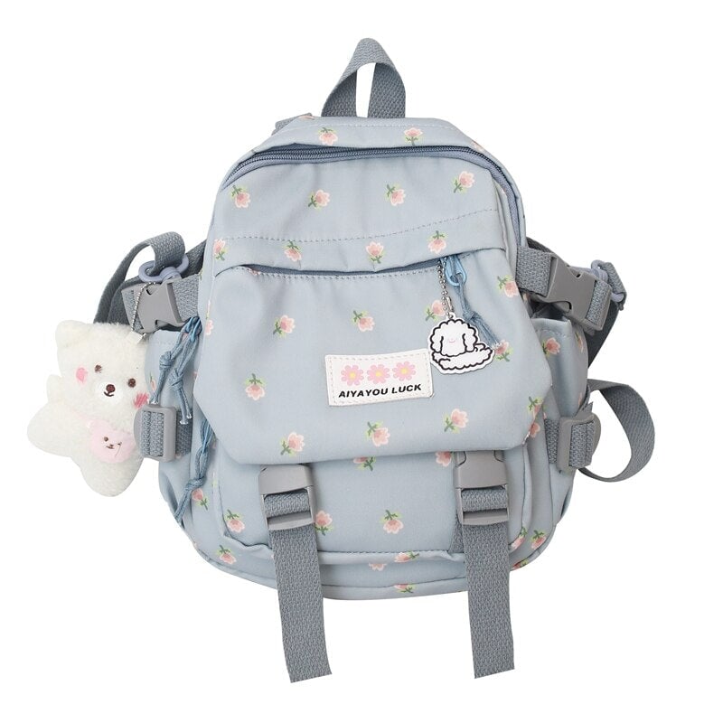kawaiies-softtoys-plushies-kawaii-plush-Kawaii Floral Petite Small Backpack with Plush Pendant | NEW Apparel 