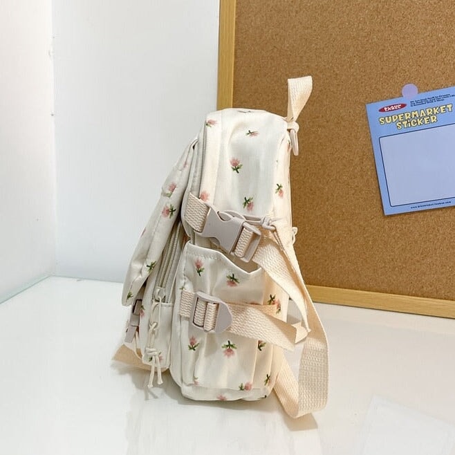 kawaiies-softtoys-plushies-kawaii-plush-Kawaii Floral Petite Small Backpack with Plush Pendant | NEW Apparel 