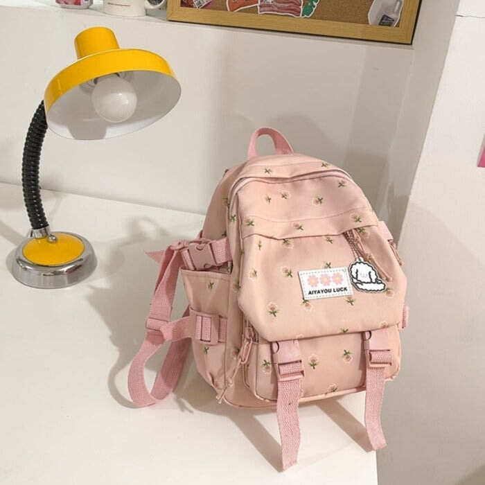 kawaiies-softtoys-plushies-kawaii-plush-Kawaii Floral Petite Small Backpack with Plush Pendant | NEW Apparel 