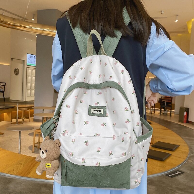 Kawaii Floral Two-tone Backpack - Kawaiies - Adorable - Cute - Plushies - Plush - Kawaii