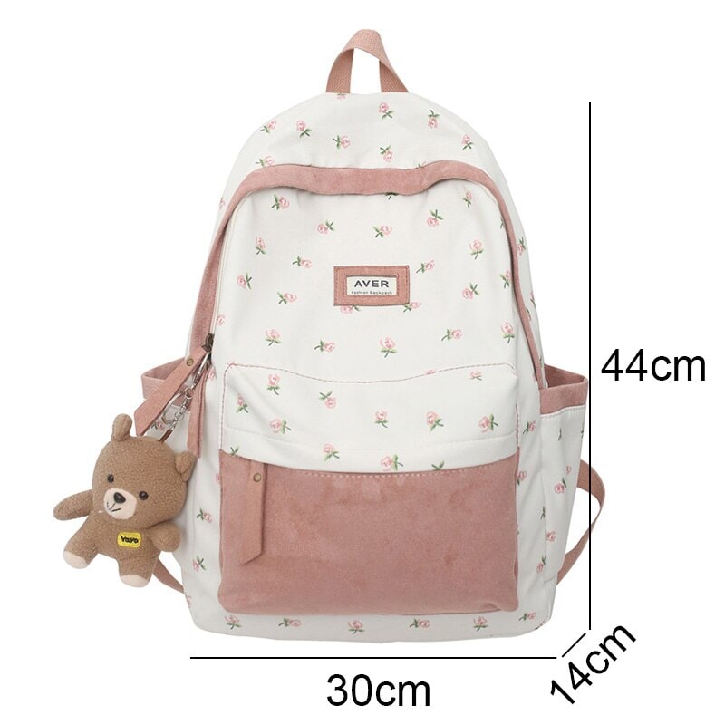 Kawaii Floral Two-tone Backpack - Kawaiies - Adorable - Cute - Plushies - Plush - Kawaii