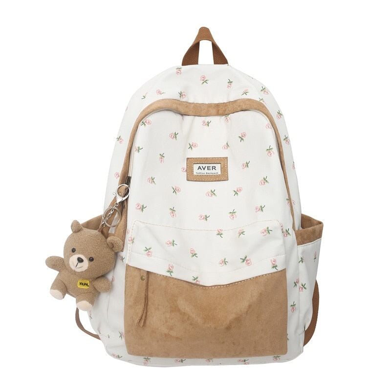 Kawaii Floral Two-tone Backpack - Kawaiies - Adorable - Cute - Plushies - Plush - Kawaii