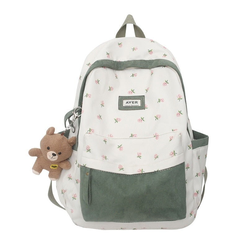 Kawaii Floral Two-tone Backpack - Kawaiies - Adorable - Cute - Plushies - Plush - Kawaii