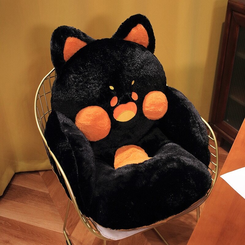 kawaiies-softtoys-plushies-kawaii-plush-Kawaii Fluffy Fox Chair-shaped Cushions | NEW Home Decor Black 