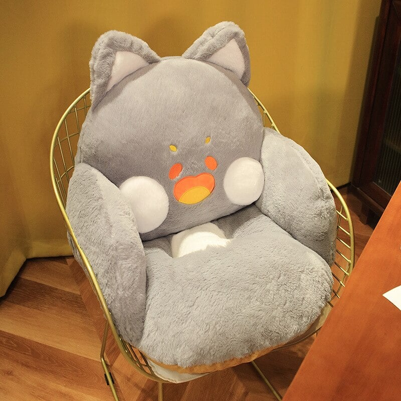 kawaiies-softtoys-plushies-kawaii-plush-Kawaii Fluffy Fox Chair-shaped Cushions | NEW Home Decor Gray 