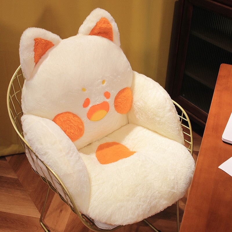 kawaiies-softtoys-plushies-kawaii-plush-Kawaii Fluffy Fox Chair-shaped Cushions | NEW Home Decor Light yellow 