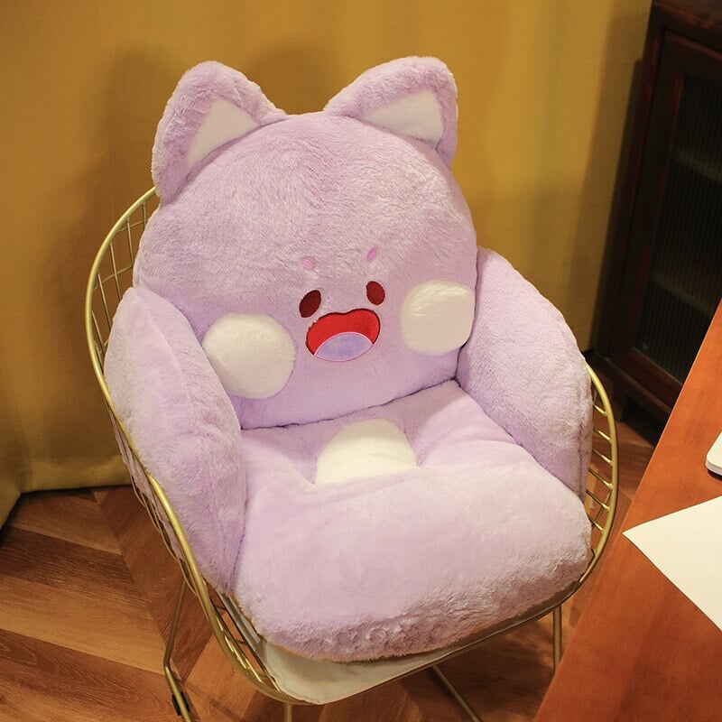 kawaiies-softtoys-plushies-kawaii-plush-Kawaii Fluffy Fox Chair-shaped Cushions | NEW Home Decor Purple 