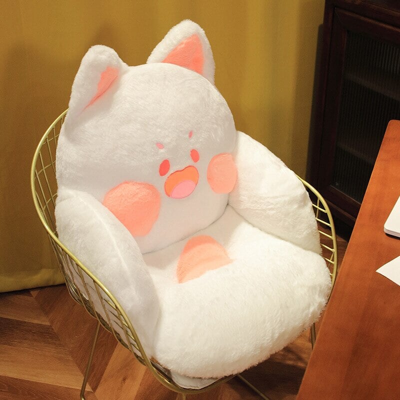 kawaiies-softtoys-plushies-kawaii-plush-Kawaii Fluffy Fox Chair-shaped Cushions | NEW Home Decor white-pink 