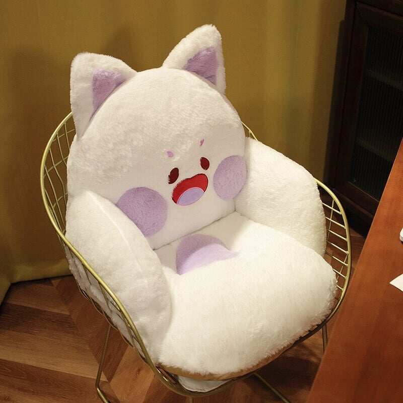 kawaiies-softtoys-plushies-kawaii-plush-Kawaii Fluffy Fox Chair-shaped Cushions | NEW Home Decor white-purple 