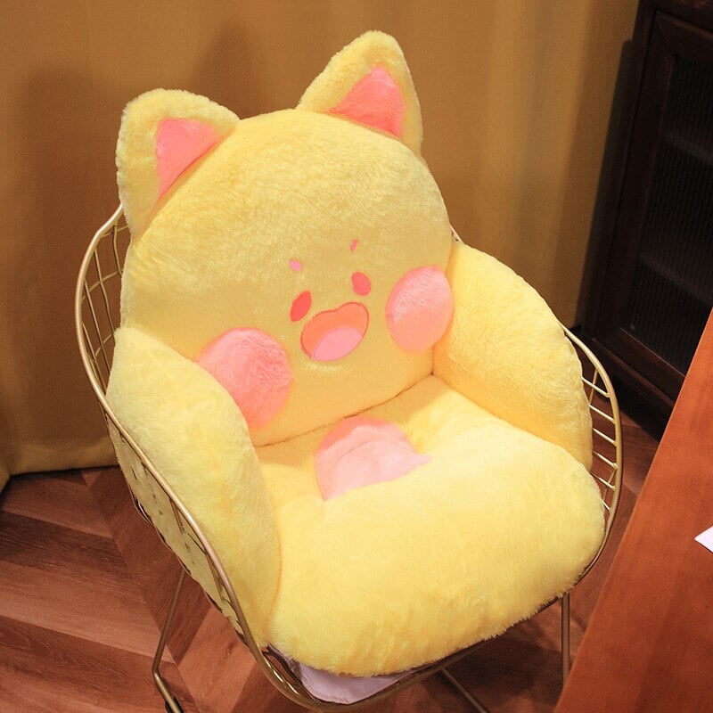 kawaiies-softtoys-plushies-kawaii-plush-Kawaii Fluffy Fox Chair-shaped Cushions | NEW Home Decor Yellow 