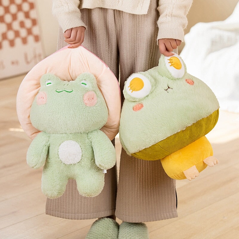 Kawaii Fluffy Mushroom Frog Family Plushies