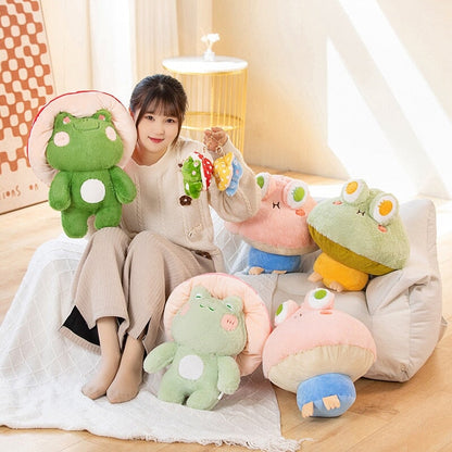 Kawaii Fluffy Mushroom Frog Family Plushies - Kawaiies - Adorable - Cute - Plushies - Plush - Kawaii