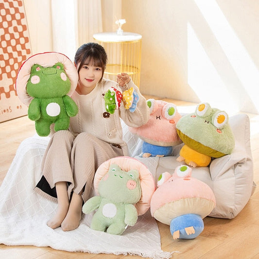 Kawaii Fluffy Mushroom Frog Family Plushies - Kawaiies - Adorable - Cute - Plushies - Plush - Kawaii