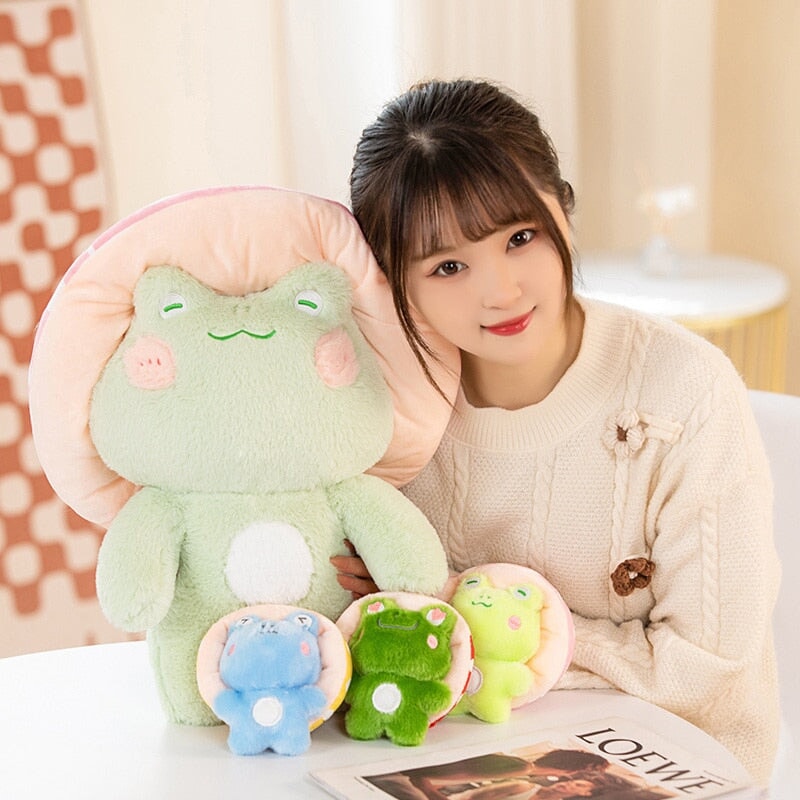 Kawaii Fluffy Mushroom Frog Family Plushies - Kawaiies - Adorable - Cute - Plushies - Plush - Kawaii