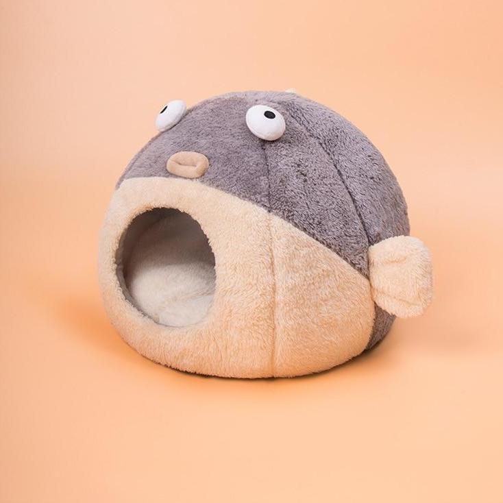 Kawaii Funny Pastel Pufferfish Cat Bed - Kawaiies - Adorable - Cute - Plushies - Plush - Kawaii