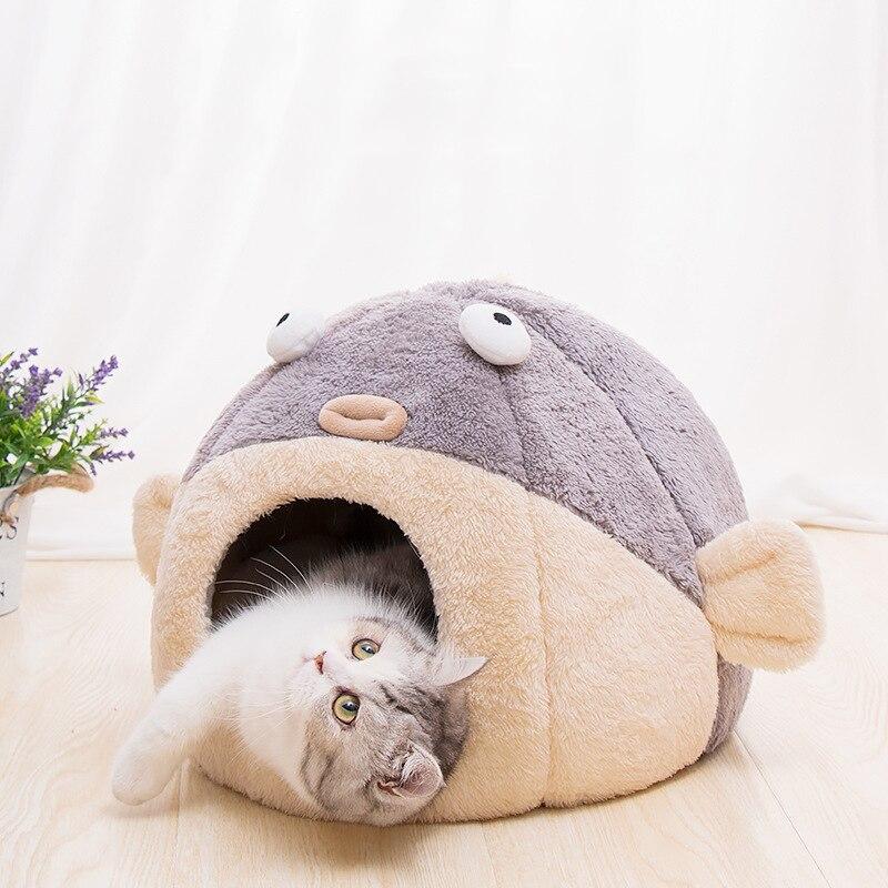 Kawaii Funny Pastel Pufferfish Cat Bed - Kawaiies - Adorable - Cute - Plushies - Plush - Kawaii