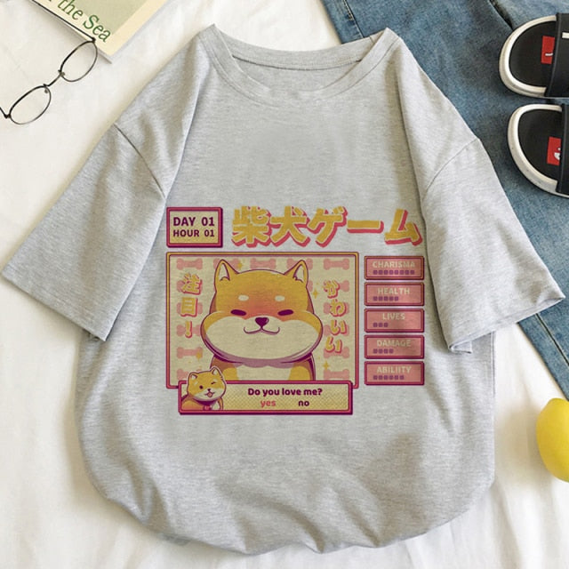 Kawaii Gamer Shiba Inu Women's Tee Tops - Kawaiies - Adorable - Cute - Plushies - Plush - Kawaii