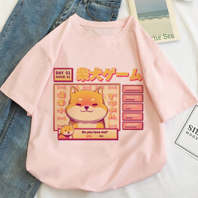 Kawaii Gamer Shiba Inu Women's Tee Tops - Kawaiies - Adorable - Cute - Plushies - Plush - Kawaii