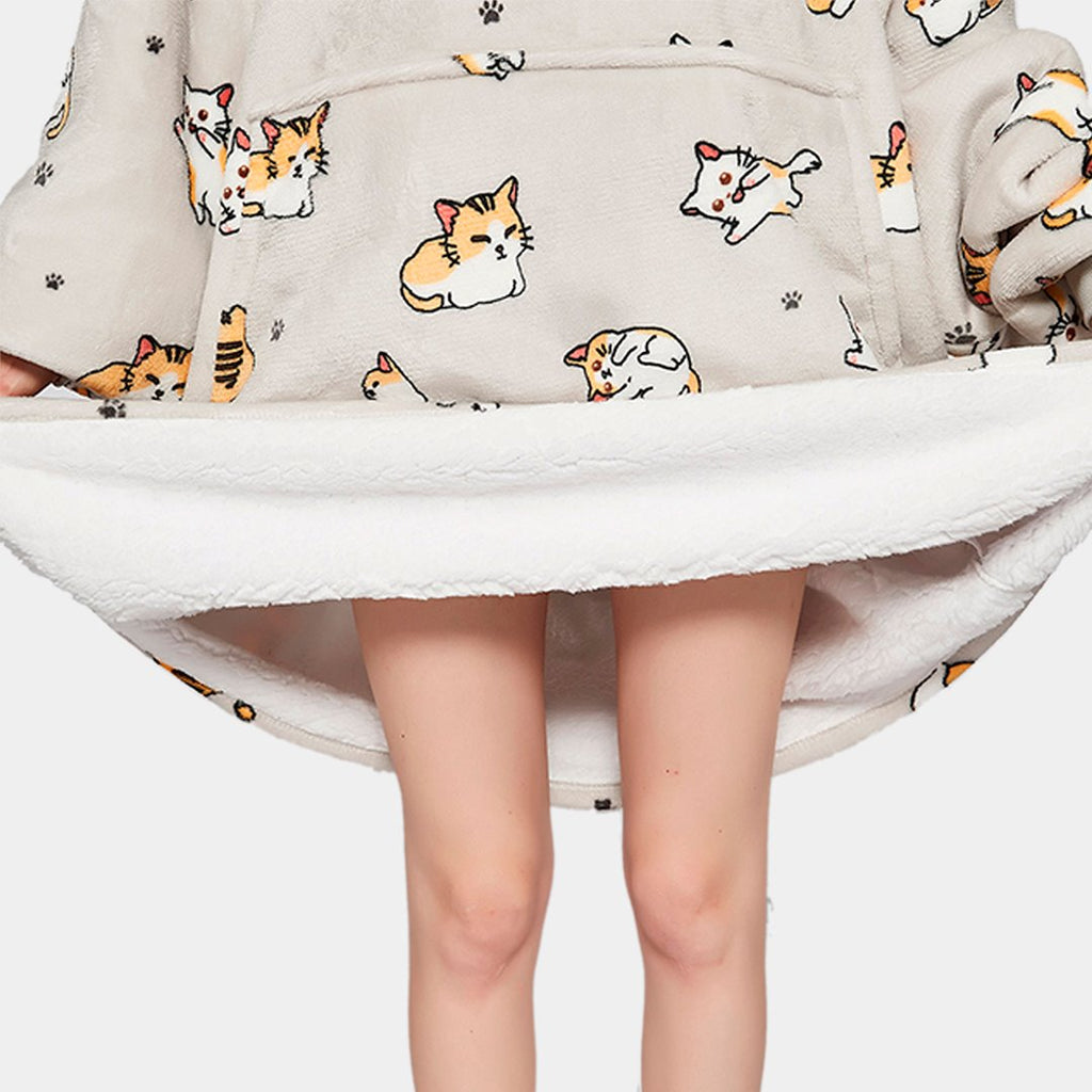 Kawaii Ginger Cat Oversized Thick Blanket Hoodie - Kawaiies - Adorable - Cute - Plushies - Plush - Kawaii