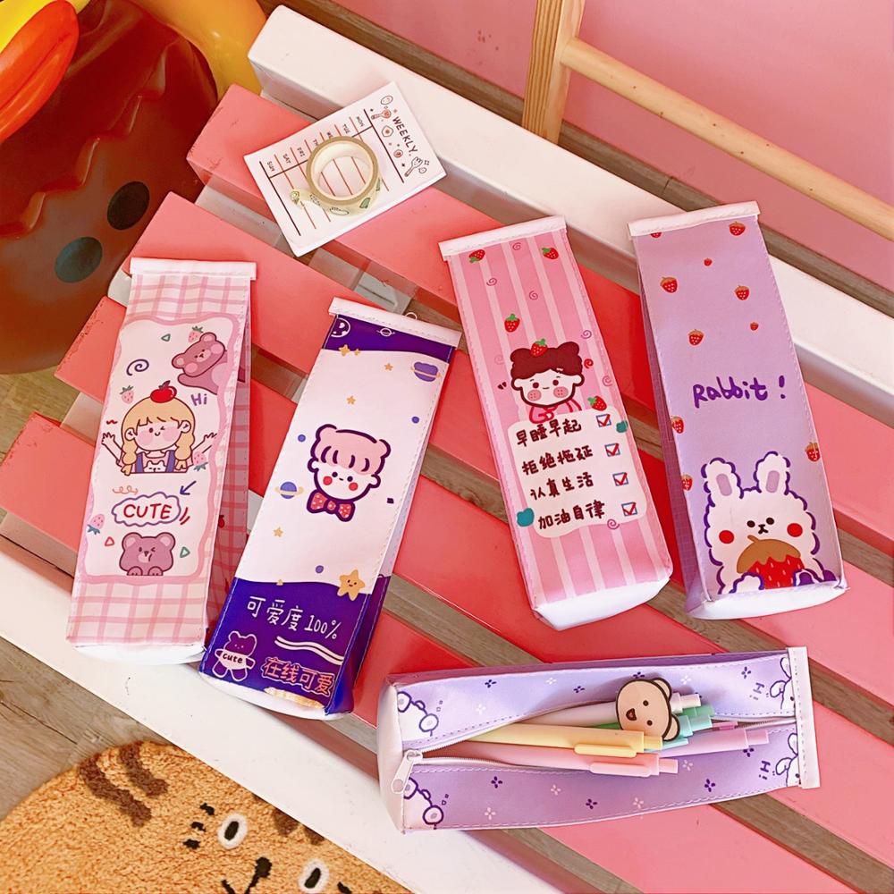 Kawaii Girl and Friends Milk Carton Pencil Case - Kawaiies - Adorable - Cute - Plushies - Plush - Kawaii