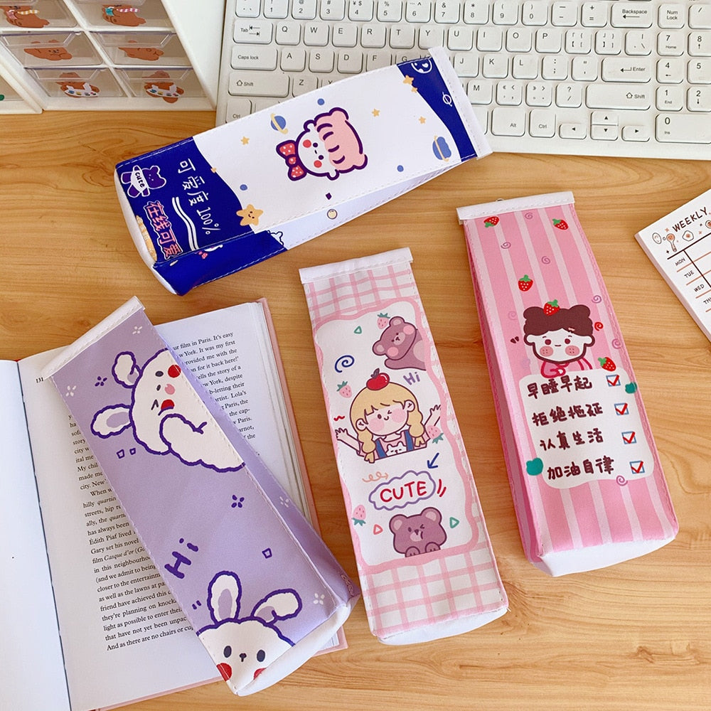 Kawaii Girl and Friends Milk Carton Pencil Case - Kawaiies - Adorable - Cute - Plushies - Plush - Kawaii