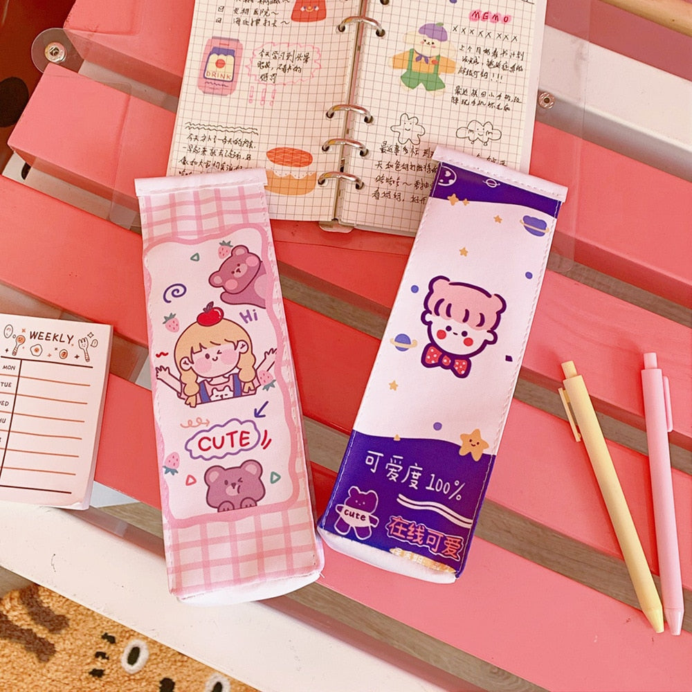 Kawaii Girl and Friends Milk Carton Pencil Case - Kawaiies - Adorable - Cute - Plushies - Plush - Kawaii