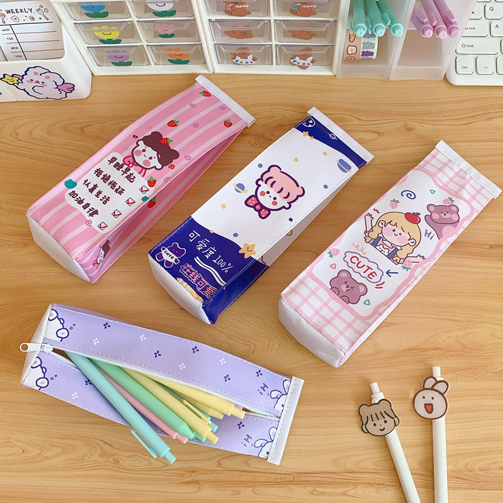 Kawaii Girl and Friends Milk Carton Pencil Case - Kawaiies - Adorable - Cute - Plushies - Plush - Kawaii