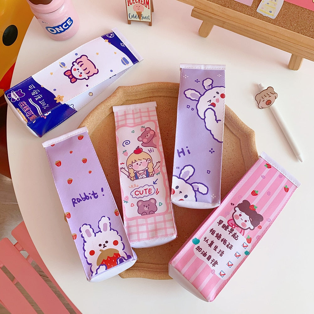 Kawaii Girl and Friends Milk Carton Pencil Case - Kawaiies - Adorable - Cute - Plushies - Plush - Kawaii