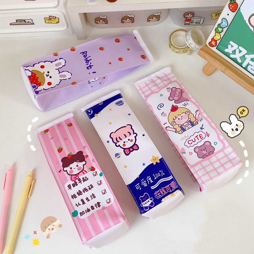 Kawaii Girl and Friends Milk Carton Pencil Case - Kawaiies - Adorable - Cute - Plushies - Plush - Kawaii