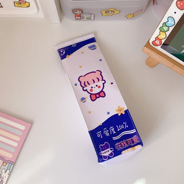 Kawaii Girl and Friends Milk Carton Pencil Case - Kawaiies - Adorable - Cute - Plushies - Plush - Kawaii