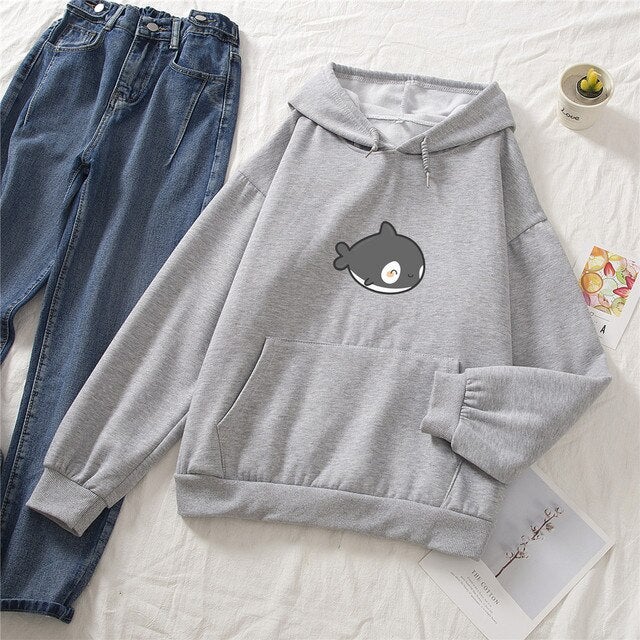Kawaii Gray Whale Part-Cotton Hoodie - Kawaiies - Adorable - Cute - Plushies - Plush - Kawaii