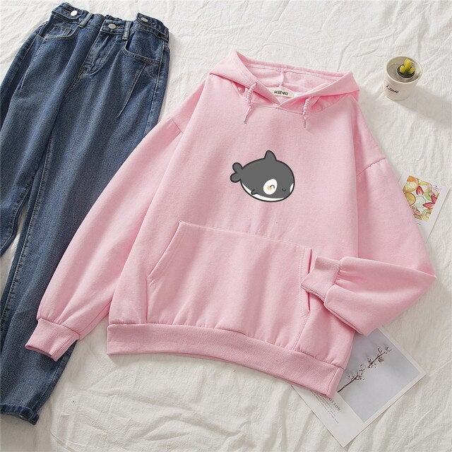 Kawaii Gray Whale Part-Cotton Hoodie - Kawaiies - Adorable - Cute - Plushies - Plush - Kawaii