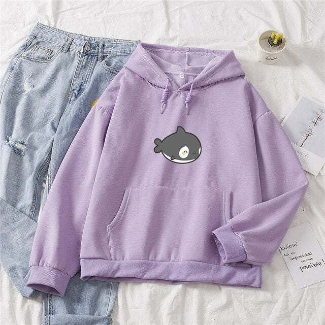 Kawaii Gray Whale Part-Cotton Hoodie - Kawaiies - Adorable - Cute - Plushies - Plush - Kawaii
