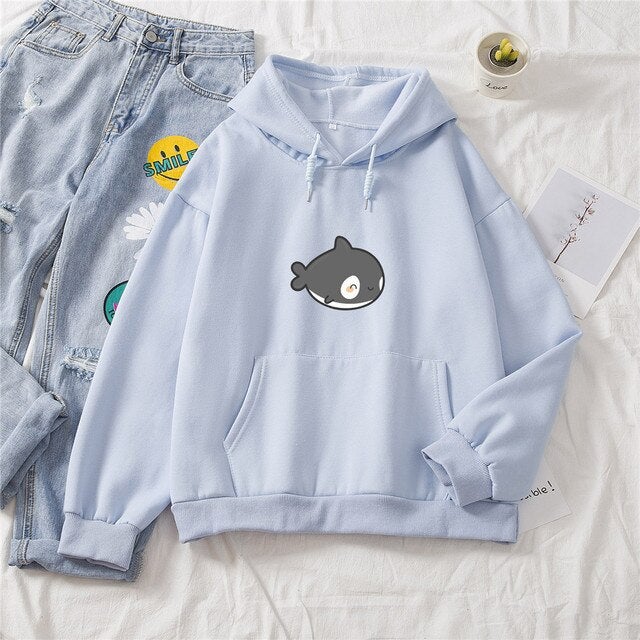 Kawaii Gray Whale Part-Cotton Hoodie - Kawaiies - Adorable - Cute - Plushies - Plush - Kawaii