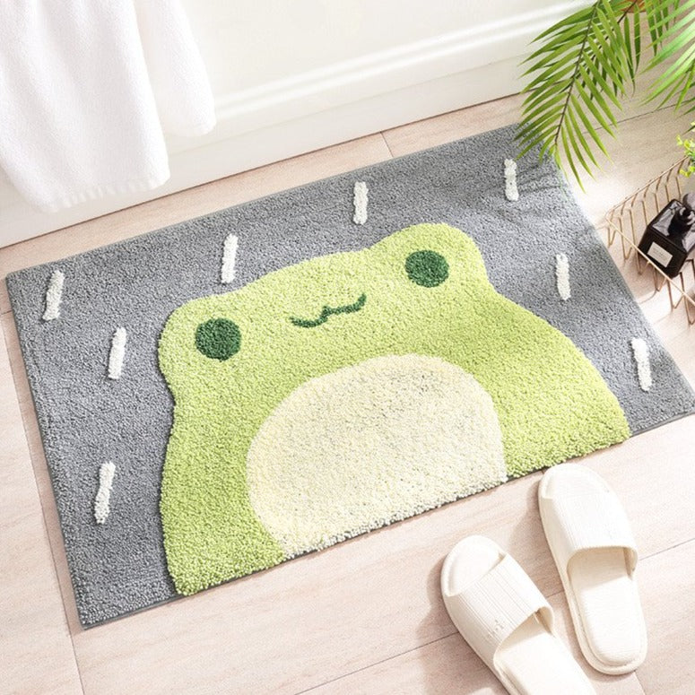 Kawaii Green Smiling Frog Bathroom Mat - Kawaiies - Adorable - Cute - Plushies - Plush - Kawaii