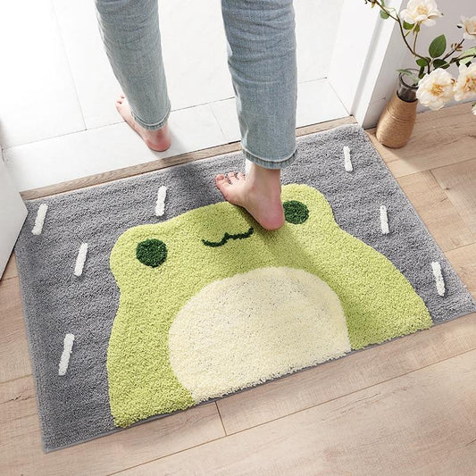 Kawaii Green Smiling Frog Bathroom Mat - Kawaiies - Adorable - Cute - Plushies - Plush - Kawaii